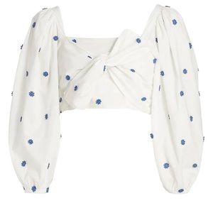 FARM Rio flower embroidered crop blouse size a large NWT